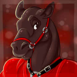 Size: 700x700 | Tagged: safe, artist:bunnymama, oc, oc only, equine, horse, mammal, anthro, 2d, bust, commission, front view, looking at you, male, rubber, solo, solo male, stallion, three-quarter view