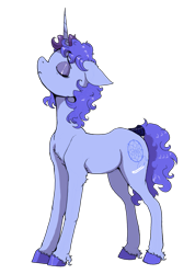 Size: 1047x1467 | Tagged: safe, artist:paskanaakka, oc, oc only, oc:midnight dew, equine, fictional species, mammal, pony, unicorn, feral, friendship is magic, hasbro, my little pony, 2022, chest fluff, colored hooves, eyelashes, eyes closed, eyeshadow, female, floppy ears, fluff, hooves, horn, looking up, makeup, mare, simple background, solo, solo female, tail, tail wraps, transparent background, unshorn fetlocks, wraps
