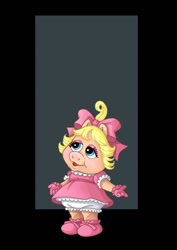 Size: 600x848 | Tagged: safe, artist:nightwing1975, miss piggy (muppets), mammal, pig, suid, anthro, muppets (series), 2d, bloomers, bottomwear, bow, clothes, dress, female, hair bow, on model, solo, solo female, young, younger