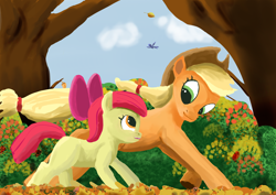 Size: 1700x1202 | Tagged: artist needed, source needed, safe, apple bloom (mlp), applejack (mlp), earth pony, equine, fictional species, mammal, pony, friendship is magic, hasbro, my little pony, apple sisters, female, siblings, sister, sisters