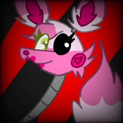 Size: 1280x1280 | Tagged: safe, artist:bluedeerfox14, mangle (fnaf), animatronic, canine, fox, mammal, robot, ambiguous form, five nights at freddy's, female, lipstick, makeup, missing eye, solo, solo female, vixen