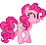 Size: 94x92 | Tagged: artist needed, source needed, safe, pinkie pie (mlp), earth pony, equine, fictional species, mammal, pony, feral, friendship is magic, hasbro, my little pony, animated, desktop ponies, eyes closed, female, gif, low res, mare, pixel animation, pixel art, simple background, solo, solo female, transparent background, walking