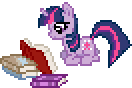 Size: 132x88 | Tagged: artist needed, source needed, safe, twilight sparkle (mlp), equine, fictional species, mammal, pony, unicorn, feral, friendship is magic, hasbro, my little pony, animated, book, desktop ponies, female, gif, low res, magic, mare, pixel animation, pixel art, reading, simple background, solo, solo female, transparent background