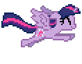 Size: 118x92 | Tagged: artist needed, source needed, safe, twilight sparkle (mlp), alicorn, equine, fictional species, mammal, pony, friendship is magic, hasbro, my little pony, animated, desktop ponies, eyes closed, female, flying, gif, mare, pixel animation, pixel art, simple background, solo, solo female, transparent background