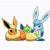 Size: 720x720 | Tagged: safe, artist:tontaro, eeveelution, fictional species, flareon, glaceon, mammal, sprigatito, feral, nintendo, pokémon, spoiler:pokémon gen 9, spoiler:pokémon scarlet and violet, 2022, 2d, 2d animation, ambiguous gender, ambiguous only, animated, bedroom eyes, cheek fluff, cute, digital art, ears, eyes closed, fluff, fur, group, neck fluff, no sound, paws, simple background, sleeping, starter pokémon, tail, trio, trio ambiguous, webm, white background