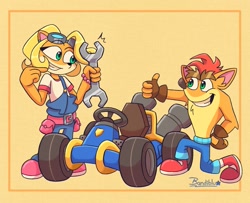 Size: 1259x1021 | Tagged: safe, artist:bandibluart, coco bandicoot (crash bandicoot), crash bandicoot (crash bandicoot), bandicoot, mammal, marsupial, anthro, crash bandicoot (series), duo, female, male