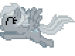 Size: 106x80 | Tagged: artist needed, source needed, safe, equine, fictional species, mammal, pegasus, pony, feral, hasbro, my little pony, animated, eyes closed, female, flying, gif, mare, pixel animation, pixel art, silverspeed (mlp), simple background, solo, solo female, transparent background