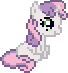 Size: 68x73 | Tagged: safe, sweetie belle (mlp), equine, fictional species, mammal, pony, unicorn, feral, friendship is magic, hasbro, my little pony, animated, desktop ponies, female, filly, foal, gif, low res, pixel animation, pixel art, simple background, sitting, solo, solo female, transparent background, young