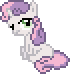 Size: 70x74 | Tagged: safe, sweetie belle (mlp), equine, fictional species, mammal, pony, unicorn, feral, friendship is magic, hasbro, my little pony, animated, desktop ponies, female, filly, foal, gif, low res, male, pixel art, simple background, sitting, solo, solo male, stare, transparent background, young