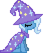 Size: 86x106 | Tagged: artist needed, source needed, safe, trixie (mlp), equine, fictional species, mammal, pony, unicorn, feral, friendship is magic, hasbro, my little pony, animated, eyes closed, female, gif, low res, mare, pixel animation, pixel art, simple background, sitting, solo, solo female, transparent background