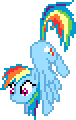 Size: 76x120 | Tagged: artist needed, source needed, safe, rainbow dash (mlp), equine, fictional species, mammal, pegasus, pony, feral, friendship is magic, hasbro, my little pony, animated, dragging, female, gif, low res, mare, pixel animation, pixel art, simple background, solo, solo female, transparent background