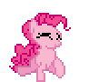 Size: 98x90 | Tagged: safe, pinkie pie (mlp), earth pony, equine, fictional species, mammal, pony, friendship is magic, hasbro, my little pony, animated, eyes closed, female, gif, low res, mare, pixel animation, pixel art, simple background, solo, solo female, transparent background