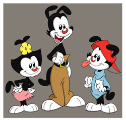 Size: 400x380 | Tagged: safe, artist:sibsy, dot warner (animaniacs), wakko warner (animaniacs), yakko warner (animaniacs), animaniac (species), fictional species, mammal, anthro, plantigrade anthro, animaniacs, warner brothers, 2d, brother, brother and sister, brothers, female, group, low res, male, siblings, sister, tongue, tongue out, trio