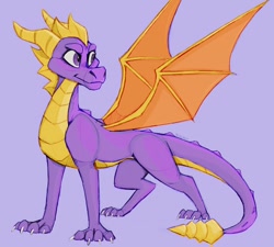 Size: 1280x1152 | Tagged: safe, artist:thevix, spyro the dragon (spyro), dragon, fictional species, reptile, scaled dragon, western dragon, feral, spyro the dragon (series), 2018, 2d, dragon wings, horns, male, purple background, simple background, solo, solo male, tail