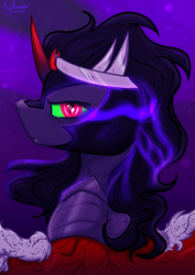 Size: 2480x3508 | Tagged: safe, artist:tizhonolulu, king sombra (mlp), equine, fictional species, mammal, pony, unicorn, feral, friendship is magic, hasbro, my little pony, 2022, armor, high res, horn, male, solo, solo male, stallion