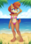 Size: 731x1050 | Tagged: safe, artist:metalpandora, princess sally acorn (sonic), chipmunk, mammal, rodent, anthro, digitigrade anthro, archie sonic the hedgehog, sega, sonic the hedgehog (series), 2021, armpits, beach, bedroom eyes, belly button, bikini, black nose, breasts, clothes, detailed background, digital art, ears, eyelashes, female, fur, hair, ocean, pink bikini, pink swimsuit, pose, short tail, solo, solo female, swimsuit, tail, thighs, water, wide hips