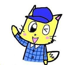 Size: 221x221 | Tagged: safe, anonymous artist, oc, oc:foxy who, canine, fox, mammal, chibi, clothes, fur, hat, headwear, low res, shirt, solo, topwear, yellow body, yellow fur