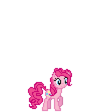 Size: 180x224 | Tagged: safe, pinkie pie (mlp), earth pony, equine, fictional species, mammal, pony, feral, friendship is magic, hasbro, my little pony, animated, eyes closed, female, flying, gif, giggling, low res, mare, pixel animation, pixel art, simple background, solo, solo female, transparent background
