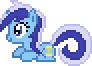 Size: 92x66 | Tagged: safe, minuette (mlp), equine, fictional species, mammal, pony, unicorn, feral, friendship is magic, hasbro, my little pony, 2d, 2d animation, animated, blue body, blue eyes, blue fur, blue hair, blue mane, female, fur, gif, hair, low res, lying down, mane, mare, pixel animation, pixel art, simple background, sitting, solo, solo female, transparent background