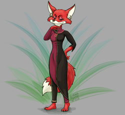 Size: 1192x1100 | Tagged: safe, artist:indigo_eclipse, canine, fox, mammal, anthro, barefoot, female, fitna (the donkey king), solo, solo female, the donkey king