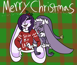 Size: 1993x1686 | Tagged: safe, artist:pixelwings, oc, oc:imps, oc:quse, anthro, christmas, holiday, male, sweaters