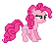Size: 110x88 | Tagged: safe, pinkie pie (mlp), earth pony, equine, fictional species, mammal, pony, feral, friendship is magic, hasbro, my little pony, animated, female, gif, low res, mare, open mouth, pixel animation, pixel art, simple background, sitting, solo, solo female, transparent background