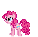Size: 128x126 | Tagged: safe, pinkie pie (mlp), earth pony, equine, fictional species, mammal, pony, feral, friendship is magic, hasbro, my little pony, animated, female, gif, low res, magic, mare, pixel animation, pixel art, simple background, solo, solo female, transparent background