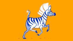 Size: 920x518 | Tagged: safe, artist:moro-no-mori, equine, mammal, zebra, feral, 2d, 2d animation, ambiguous gender, animated, eyes closed, frame by frame, orange background, simple background, solo, solo ambiguous, trotting, walking