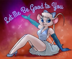 Size: 1280x1067 | Tagged: safe, artist:goatm, miss kitty (the great mouse detective), mammal, mouse, rodent, anthro, disney, the great mouse detective, 2d, blue eyes, bow, breasts, english text, female, fur, hair bow, looking at you, murine, solo, solo female, text, white body, white fur