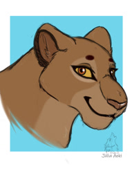 Size: 960x1280 | Tagged: safe, artist:aluada, sarabi (the lion king), big cat, feline, lion, mammal, ambiguous form, disney, the lion king, 2022, 2d, bust, female, front view, lioness, looking at you, solo, solo female, three-quarter view