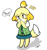 Size: 465x500 | Tagged: safe, artist:maskedpsycho, isabelle (animal crossing), canine, dog, mammal, shih tzu, anthro, animal crossing, nintendo, 2d, cute, dialogue, female, signature, simple background, solo, solo female, talking, white background
