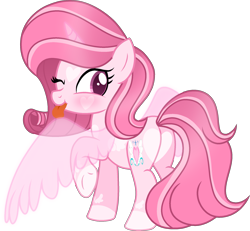 Size: 2171x2010 | Tagged: safe, artist:muhammad yunus, oc, oc only, oc:annisa trihapsari, alicorn, equine, fictional species, mammal, pony, feral, friendship is magic, hasbro, my little pony, alicornified, base used, blep, blushing, butt, female, hair, heart, looking at you, looking back, looking back at you, mane, mare, medibang paint, one eye closed, pink body, pink eyes, pink hair, pink mane, race swap, rear view, redesign, simple background, solo, solo female, tail, tongue, tongue out, transparent background, vector