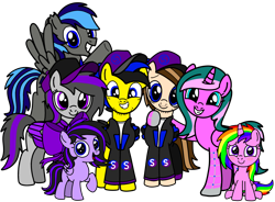 Size: 5924x4358 | Tagged: safe, artist:mrstheartist, oc, oc only, oc x oc, oc:knifeth storm, oc:ponyseb 2.0, oc:rainbow scarlett, oc:ruby belle, oc:sapphire moon, oc:seb the pony, oc:viola love, alicorn, equine, fictional species, mammal, pegasus, pony, feral, friendship is magic, hasbro, my little pony, absurd resolution, base used, couple, family, father, father and child, female, filly, foal, group, group photo, huge family, looking at you, male, mare, mother, mother and child, parent:oc: ponyseb 2.0, parent:oc:sapphire moon, parent:oc:seb the pony, parent:oc:viola love, parents:oc x oc, parents:sebmoon (oc), parents:violaseb (oc), sebmoon (oc), shipping, show accurate, simple background, stallion, transparent background, violaseb (oc), young