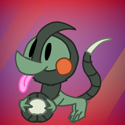Size: 1280x1280 | Tagged: safe, artist:bluedeerfox14, cyclizar, reptile, feral, nintendo, pokémon, spoiler:pokémon gen 9, spoiler:pokémon scarlet and violet, ambiguous gender, beady eyes, solo, solo ambiguous, tongue, tongue out
