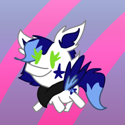 Size: 1280x1280 | Tagged: safe, artist:bluedeerfox14, oc, oc only, oc:jayden, equine, fictional species, mammal, pegasus, pony, feral, friendship is magic, hasbro, my little pony, bandanna, beady eyes, clothes, cutie mark, female, solo, solo female, wings