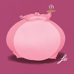 Size: 1500x1500 | Tagged: suggestive, artist:fat_louie, big cat, feline, mammal, anthro, the pink panther, fat, hyper, male, morbidly obese, pantherine, weight gain
