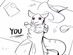 Size: 2160x1620 | Tagged: safe, artist:siggymcc, fictional species, kobold, reptile, anthro, ambiguous gender, clothes, hand, hat, headwear, holding, holding character, witch hat