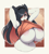 Size: 2041x2250 | Tagged: suggestive, artist:secretly_saucy, oc, oc:nikki (saucy), cat, feline, mammal, anthro, areola, arms behind head, border, breasts, clothes, hair, high res, huge breasts, long hair, nipple slip, shirt, shirt lift, sweater, topwear, turtleneck, wardrobe malfunction, white border