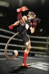Size: 1569x2348 | Tagged: suggestive, artist:namh, oc, big cat, feline, lion, mammal, anthro, female, kickboxing, lioness, paw pads, paws, solo, solo female