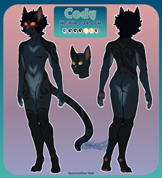 Size: 875x963 | Tagged: safe, artist:queerstalline-void, oc, oc:cody, cat, feline, mammal, anthro, artwork, custom, drawing, fur, fursona, illustration, original, painting, profile, reference, reference sheet, side view, sketch