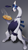 Size: 740x1300 | Tagged: safe, artist:soda_uyu, oc, oc only, fictional species, legendary pokémon, lugia, anthro, nintendo, pokémon, 2019, bipedal, bunny ears, bunny suit, clothes, female, food, gray background, holding, holding food, holding object, pizza, red eyes, simple background, smoke, solo, solo female, standing, white body