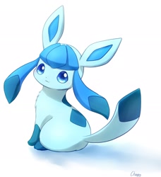 Size: 1974x2166 | Tagged: safe, artist:chappika38, eeveelution, fictional species, glaceon, mammal, feral, nintendo, pokémon, ambiguous gender, sitting, tail