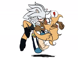 Size: 2048x1536 | Tagged: safe, artist:butterrrmoth, silver the hedgehog (sonic), whisper the wolf (sonic), canine, hedgehog, mammal, wolf, anthro, idw sonic the hedgehog, sega, sonic the hedgehog (series), duo, female, kissing, male, male/female