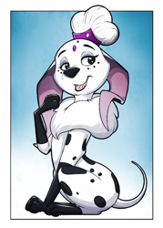 Size: 1143x1600 | Tagged: safe, artist:psy101, dolly (101 dalmatians), canine, dalmatian, dog, mammal, feral, 101 dalmatian street, 101 dalmatians, disney, 2022, 2d, female, front view, looking at you, open mouth, solo, solo female, three-quarter view