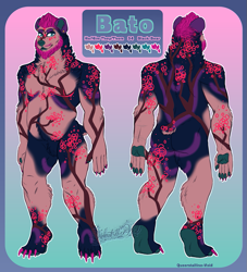 Size: 875x963 | Tagged: safe, artist:queerstalline-void, oc, oc:bato, bear, mammal, anthro, artwork, custom, drawing, fur, fursona, illustration, original, painting, profile, reference, reference sheet, side view, sketch