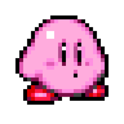 Size: 1216x1216 | Tagged: safe, artist:gdd3m0n, kirby (kirby), fictional species, puffball (kirby), semi-anthro, kirby (series), nintendo, 2021, male, pixel art, simple background, solo, solo male, transparent background