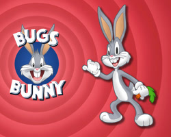 Size: 600x480 | Tagged: safe, artist:e-122-psi, part of a set, bugs bunny (looney tunes), lagomorph, mammal, rabbit, anthro, looney tunes, warner brothers, 2008, 2d, 3 toes, carrot, food, looking at you, male, open mouth, open smile, paws, smiling, smiling at you, solo, solo male, text, vegetables, wallpaper