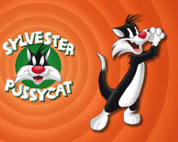 Size: 600x480 | Tagged: safe, artist:e-122-psi, part of a set, sylvester (looney tunes), cat, feline, mammal, anthro, looney tunes, warner brothers, 2008, 2d, looking at you, male, open mouth, open smile, smiling, smiling at you, solo, solo male, text, wallpaper