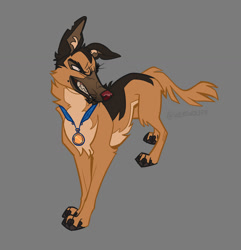 Size: 1280x1329 | Tagged: safe, artist:fenrisulv-en, charlie (all dogs go to heaven), canine, dog, german shepherd, mammal, feral, all dogs go to heaven, sullivan bluth studios, 2d, gray background, male, simple background, solo, solo male