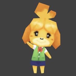 Size: 480x480 | Tagged: safe, artist:bramblescrossing, isabelle (animal crossing), canine, dog, mammal, shih tzu, semi-anthro, animal crossing, nintendo, 2020, 3d, 3d animation, animated, digital art, female, gif, low poly, low poly 3d, solo, solo female, turnaround